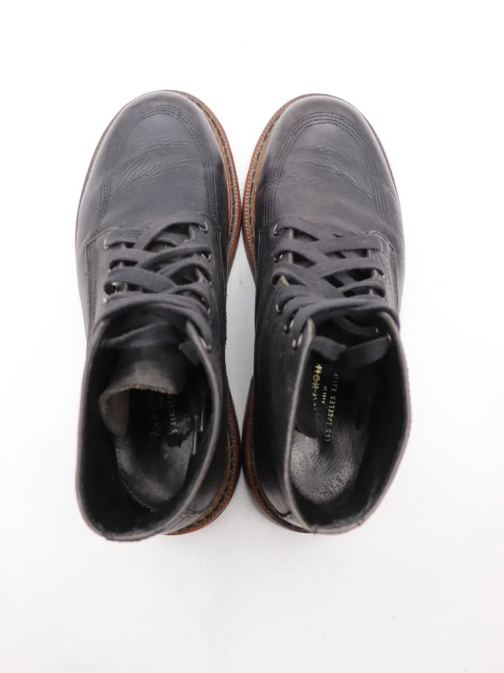 Broken Homme Davis Men's Size 8.5 Black Leather Boots Lace Up Shoes Made in USA
